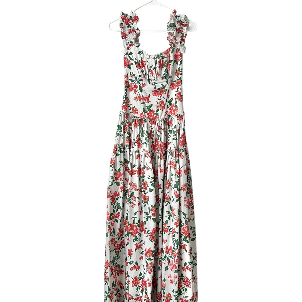 Caroline Constas White Maxi Dress with Coral Floral Print - Picture 4 of 9